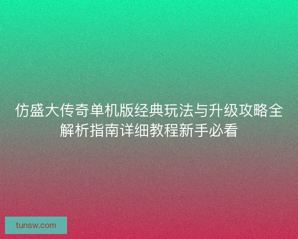 仿盛大传奇单机版经典玩法与升级攻略全解析指南详细教程新手必看