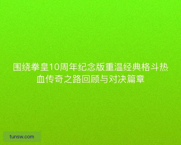 围绕拳皇10周年纪念版重温经典格斗热血传奇之路回顾与对决篇章